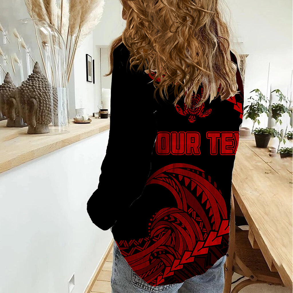Personalised Guam Women Casual Shirt Tribal Turtles Curves Style - Red LT7 - Polynesian Pride
