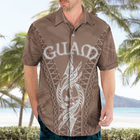 Personalised Guam Hawaiian Shirt Chamoro Latte Stone Mix Tropical - Brown LT7 - Polynesian Pride