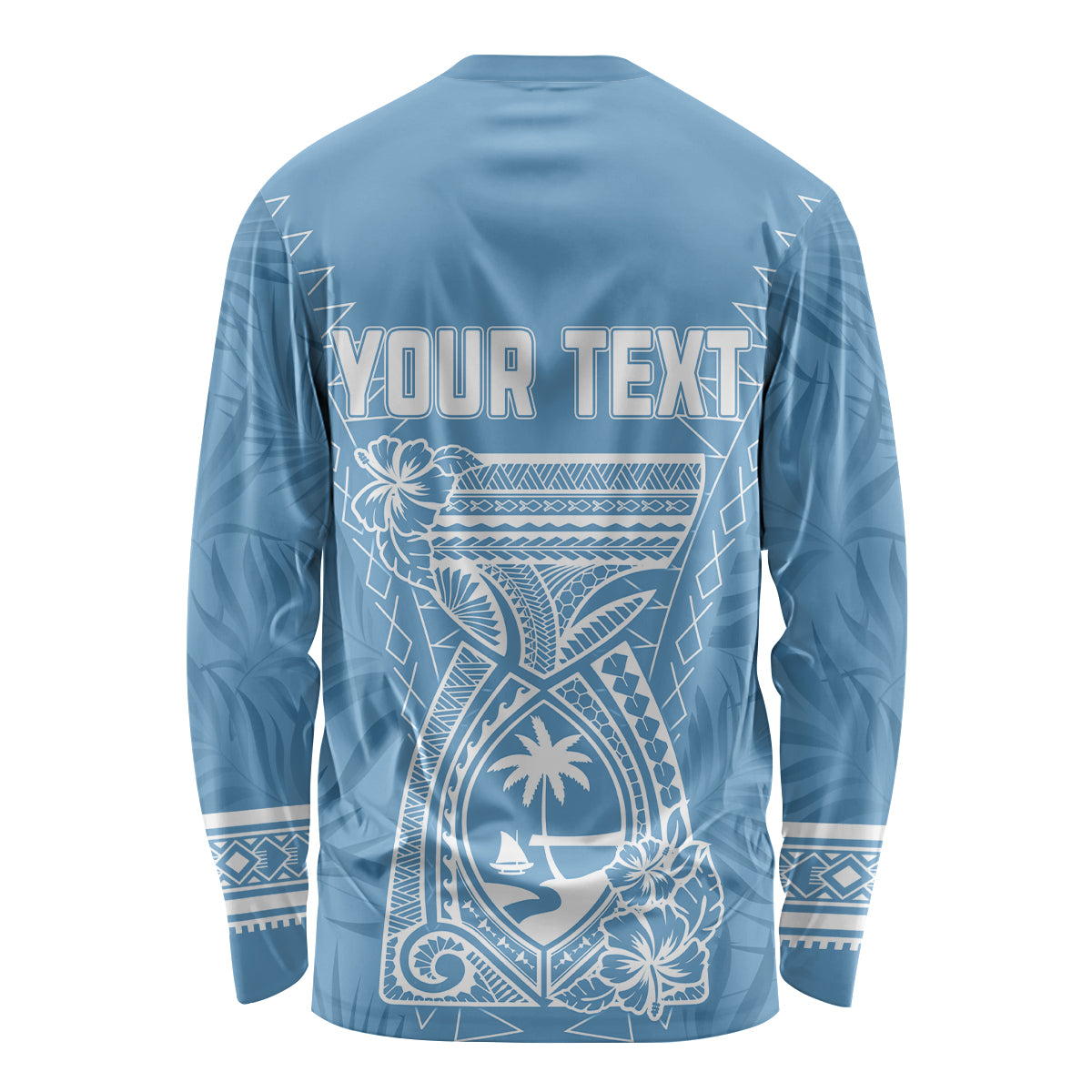 Personalised Guam Long Sleeve Shirt Chamoro Latte Stone Mix Tropical - Blue LT7 - Polynesian Pride