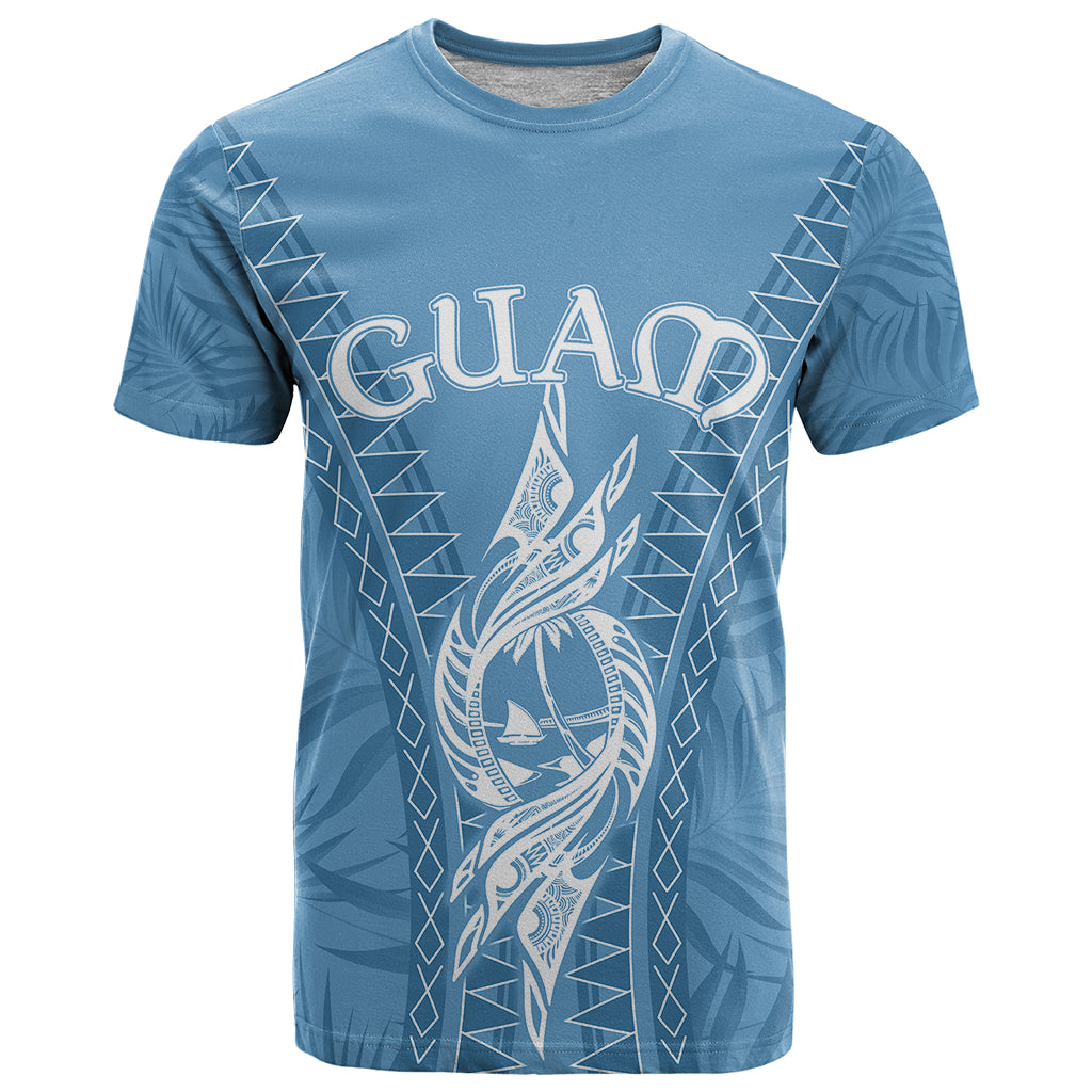 Custom Guam T Shirt Chamoro Latte Stone Mix Tropical Blue LT7 Blue - Polynesian Pride
