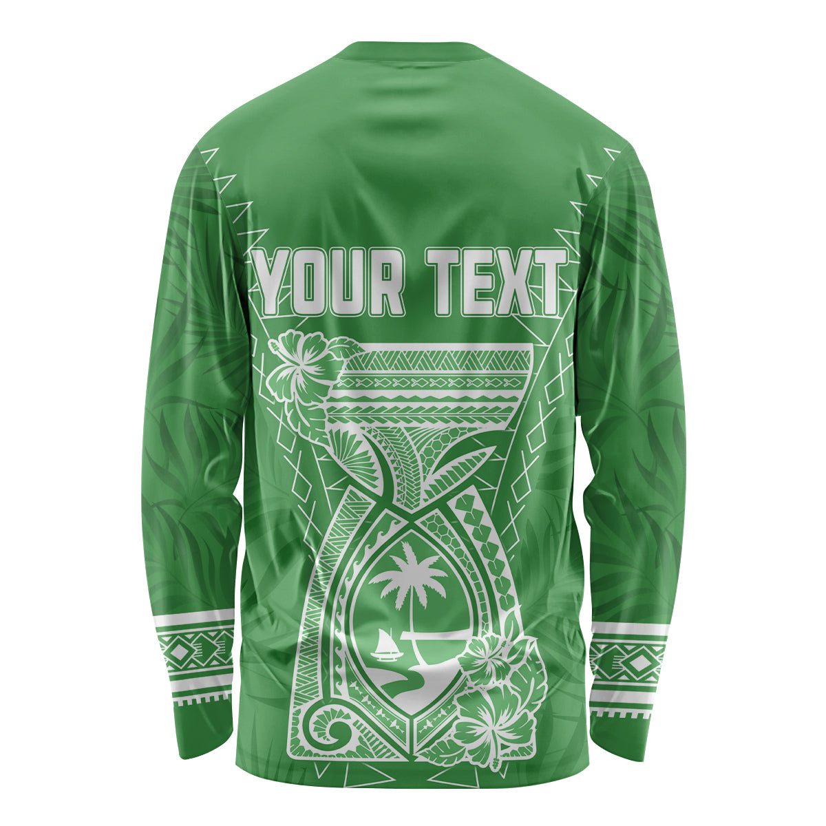 Personalised Guam Long Sleeve Shirt Chamoro Latte Stone Mix Tropical - Green LT7 - Polynesian Pride