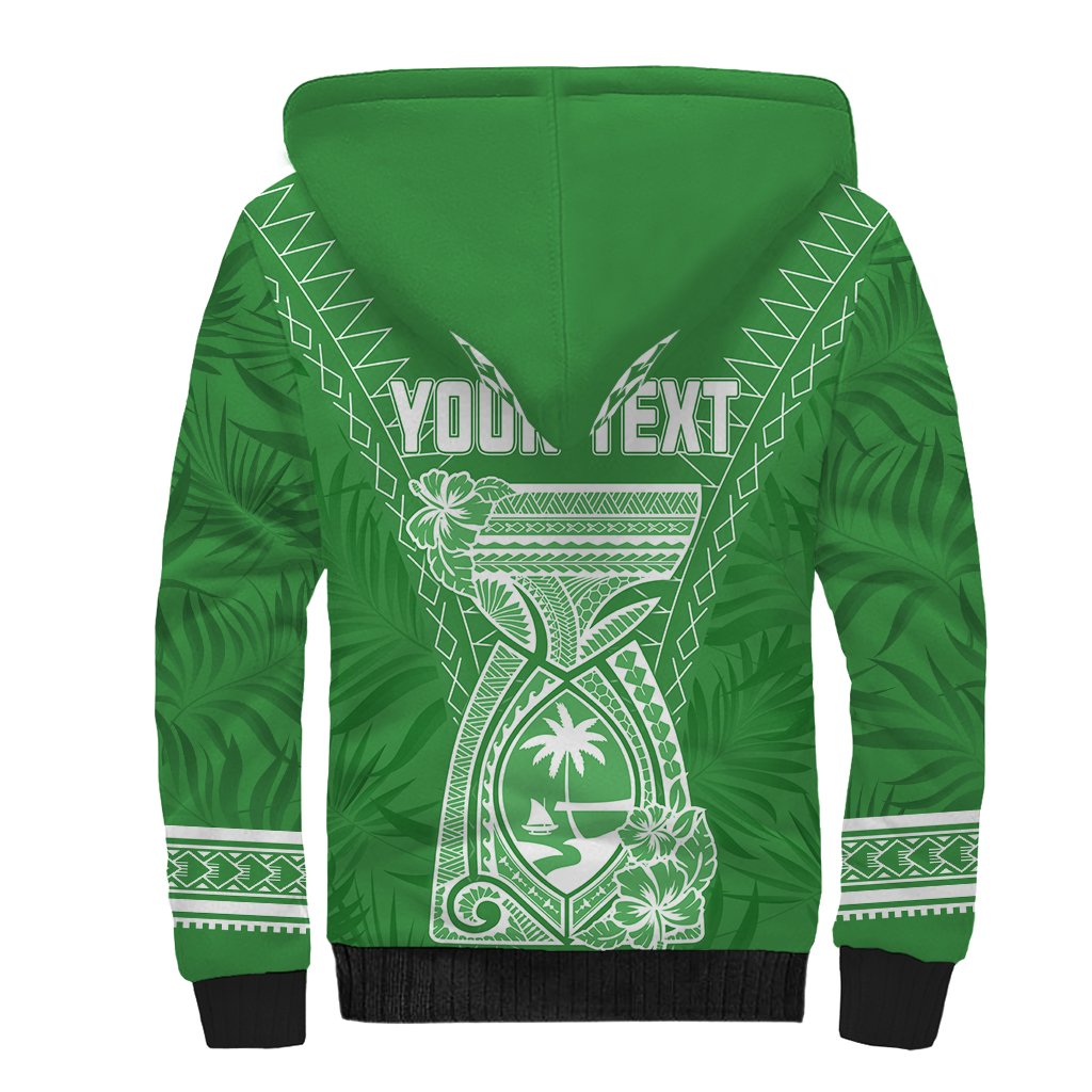 Personalised Guam Sherpa Hoodie Chamoro Latte Stone Mix Tropical - Green LT7 - Polynesian Pride