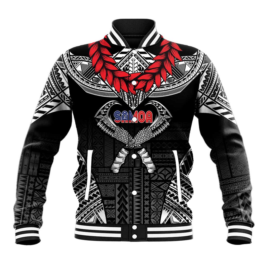 Personalized Talofa Samoa Baseball Jacket Ulafala With Toa Nifo'oti - Black