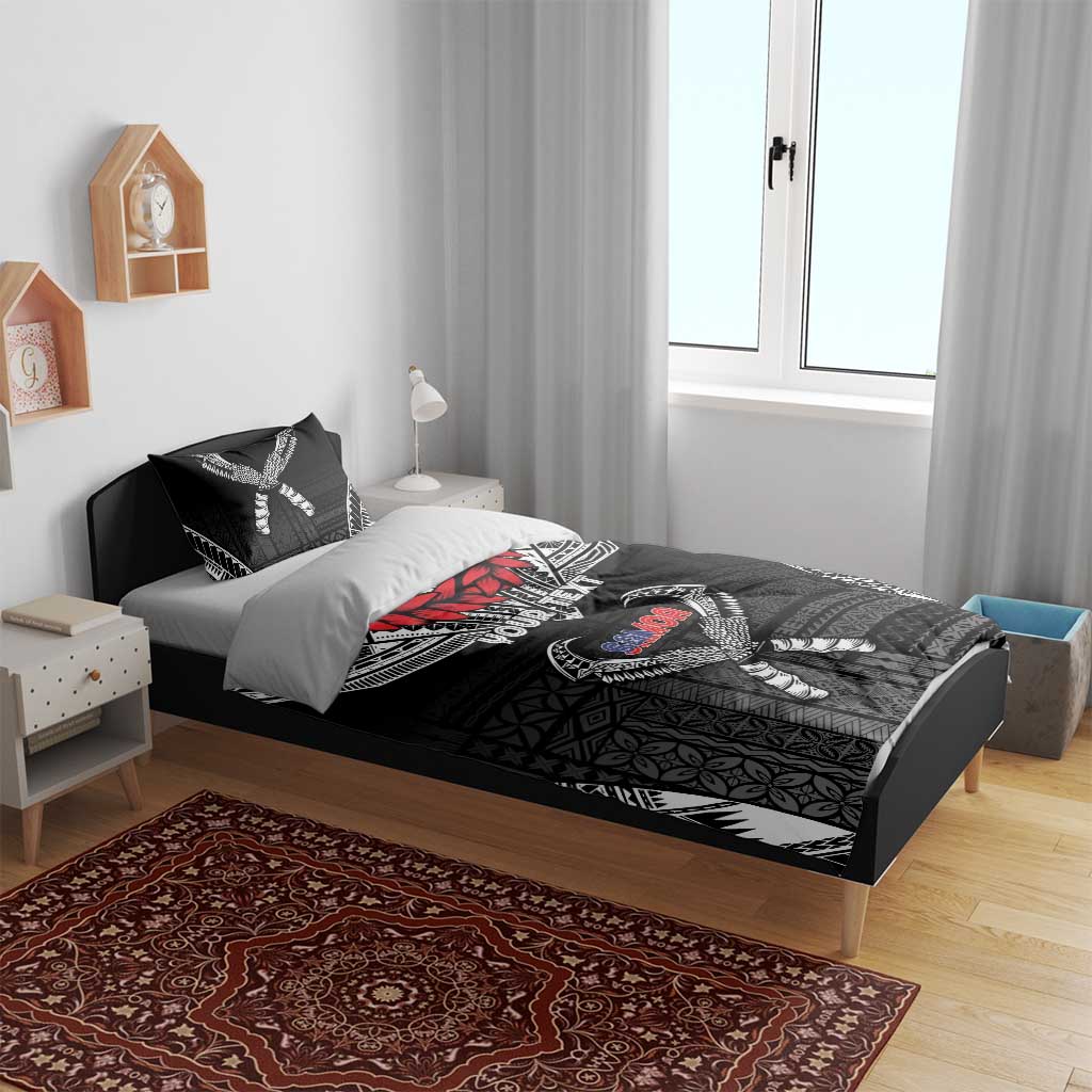 Personalized Talofa Samoa Bedding Set Ulafala With Toa Nifo'oti - Black