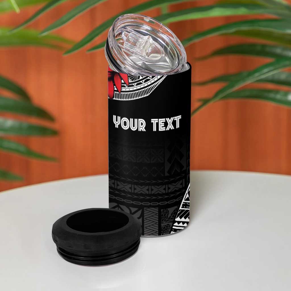 Personalized Talofa Samoa 4 in 1 Can Cooler Tumbler Ulafala With Toa Nifo'oti - Black