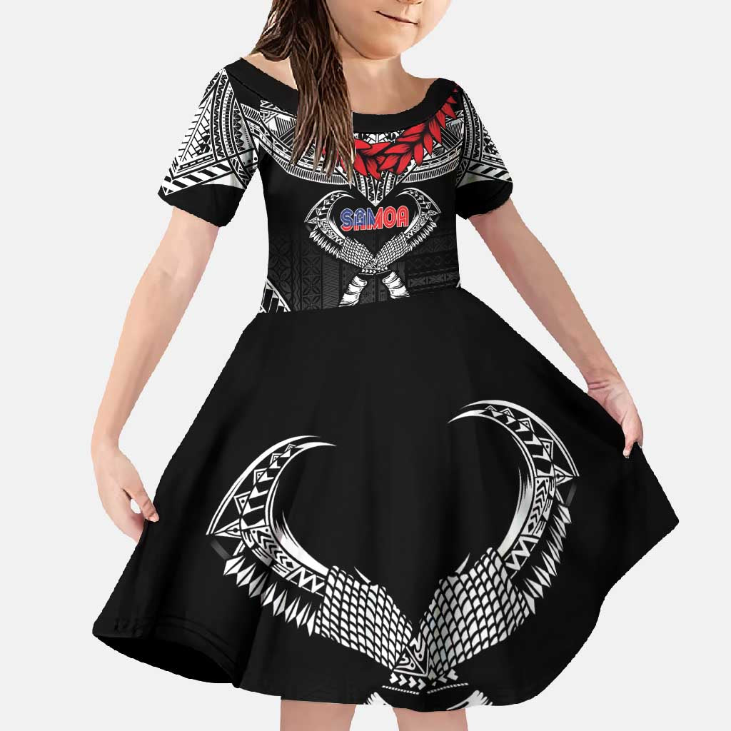 Personalized Talofa Samoa Family Matching Mermaid Dress and Hawaiian Shirt Ulafala With Toa Nifo'oti - Black