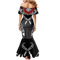 Personalized Talofa Samoa Family Matching Mermaid Dress and Hawaiian Shirt Ulafala With Toa Nifo'oti - Black