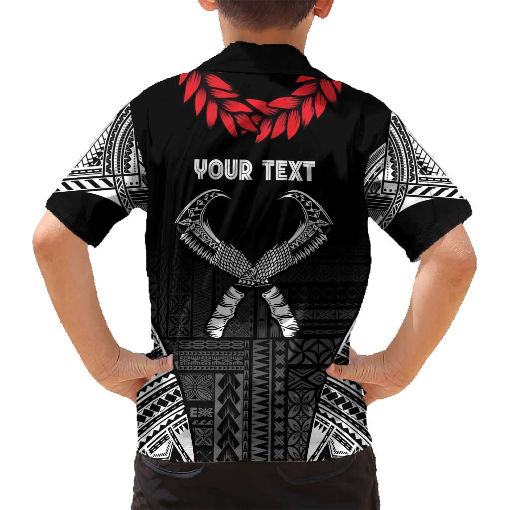 Personalized Talofa Samoa Family Matching Off Shoulder Short Dress and Hawaiian Shirt Ulafala With Toa Nifo'oti - Black