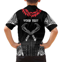 Personalized Talofa Samoa Family Matching Off Shoulder Short Dress and Hawaiian Shirt Ulafala With Toa Nifo'oti - Black