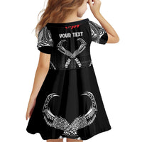 Personalized Talofa Samoa Family Matching Off Shoulder Short Dress and Hawaiian Shirt Ulafala With Toa Nifo'oti - Black