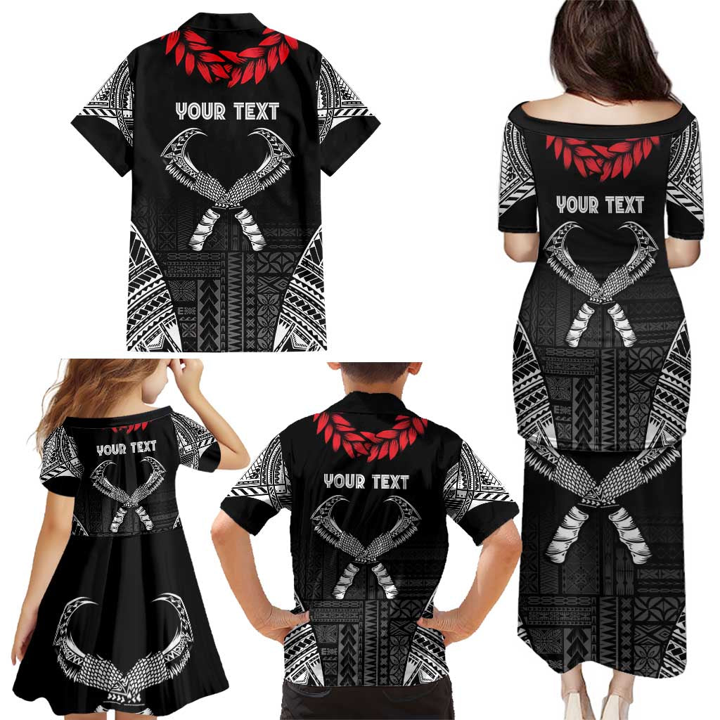 Personalized Talofa Samoa Family Matching Puletasi and Hawaiian Shirt Ulafala With Toa Nifo'oti - Black