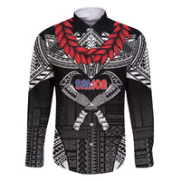 Personalized Talofa Samoa Family Matching Short Sleeve Bodycon Dress and Hawaiian Shirt Ulafala With Toa Nifo'oti - Black