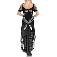 Personalized Talofa Samoa Family Matching Summer Maxi Dress and Hawaiian Shirt Ulafala With Toa Nifo'oti - Black