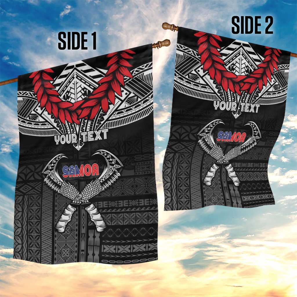 Personalized Talofa Samoa Garden Flag Ulafala With Toa Nifo'oti - Black