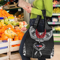 Personalized Talofa Samoa Grocery Bag Ulafala With Toa Nifo'oti - Black