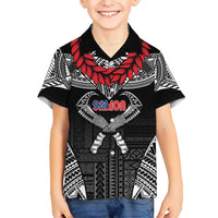 Personalized Talofa Samoa Kid Hawaiian Shirt Ulafala With Toa Nifo'oti - Black