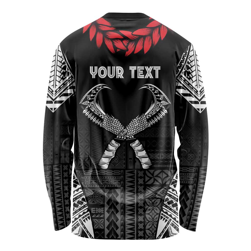 Personalized Talofa Samoa Long Sleeve Shirt Ulafala With Toa Nifo'oti - Black
