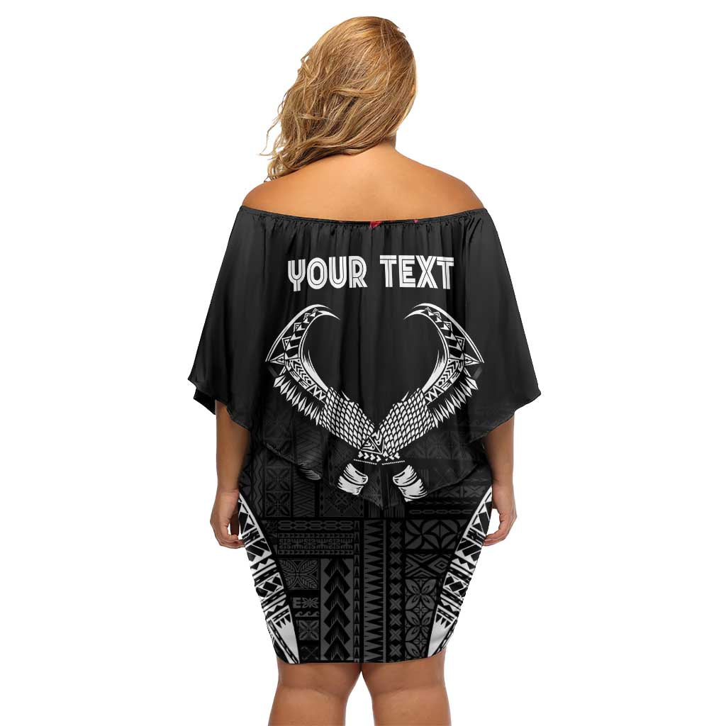 Personalized Talofa Samoa Off Shoulder Short Dress Ulafala With Toa Nifo'oti - Black
