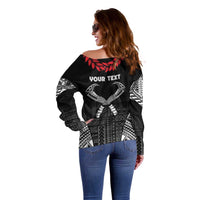 Personalized Talofa Samoa Off Shoulder Sweater Ulafala With Toa Nifo'oti - Black