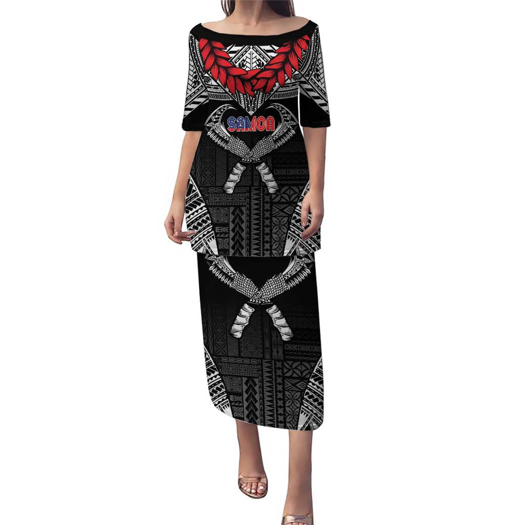 Personalized Talofa Samoa Puletasi Ulafala With Toa Nifo'oti - Black