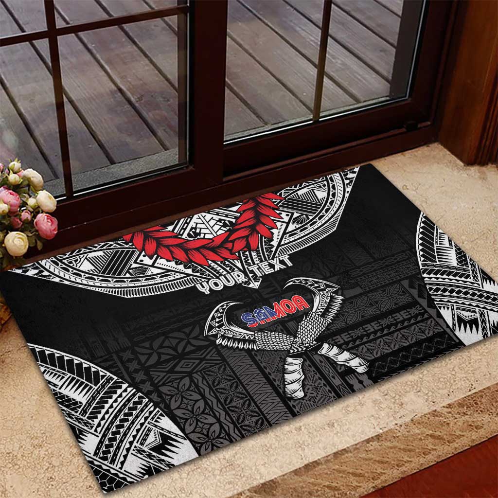 Personalized Talofa Samoa Rubber Doormat Ulafala With Toa Nifo'oti - Black