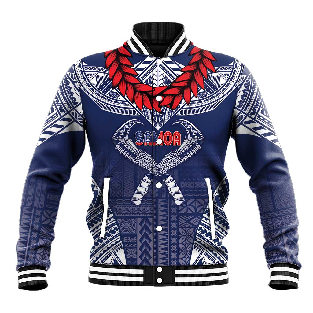 Personalized Talofa Samoa Baseball Jacket Ulafala With Toa Nifo'oti - Blue