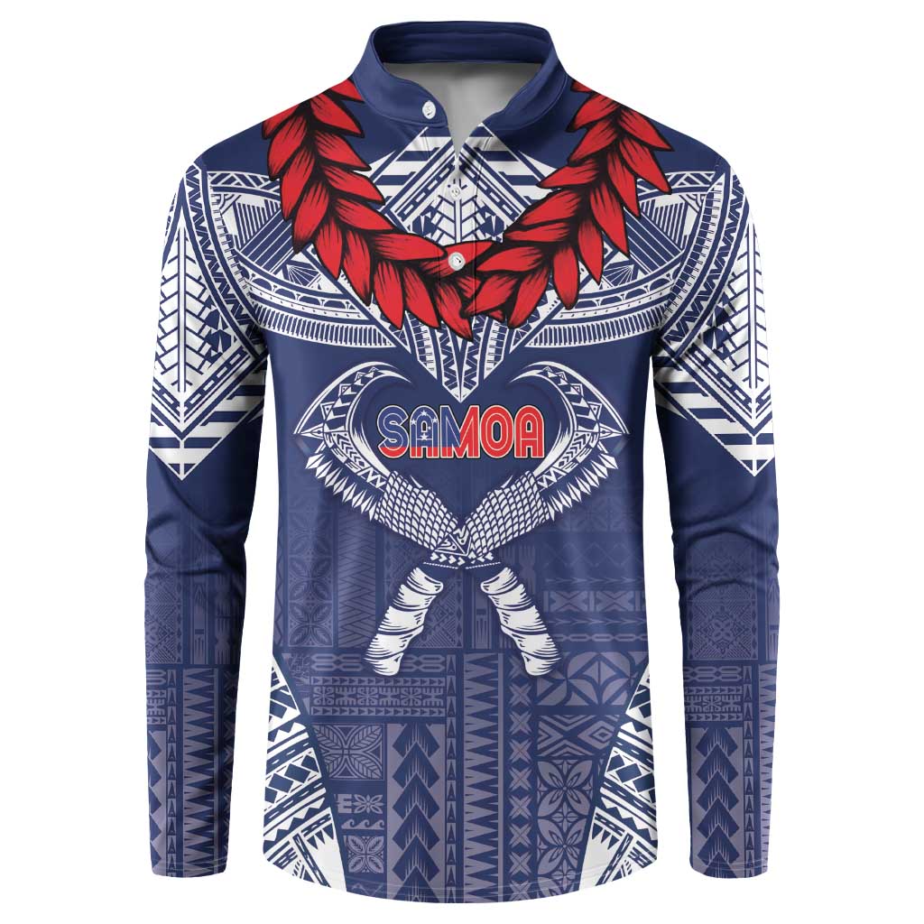 Personalized Talofa Samoa Button Sweatshirt Ulafala With Toa Nifo'oti - Blue