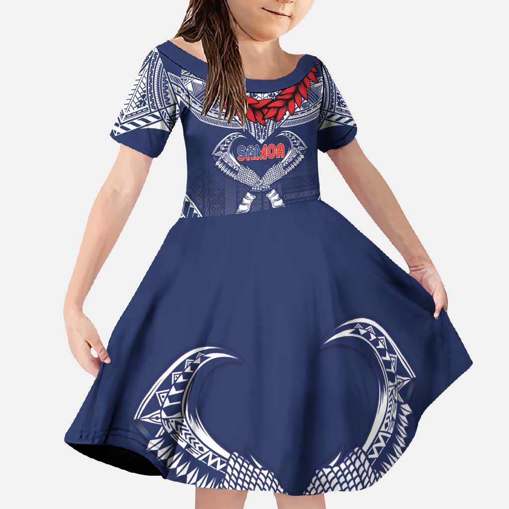 Personalized Talofa Samoa Family Matching Long Sleeve Bodycon Dress and Hawaiian Shirt Ulafala With Toa Nifo'oti - Blue