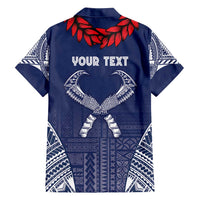 Personalized Talofa Samoa Family Matching Long Sleeve Bodycon Dress and Hawaiian Shirt Ulafala With Toa Nifo'oti - Blue