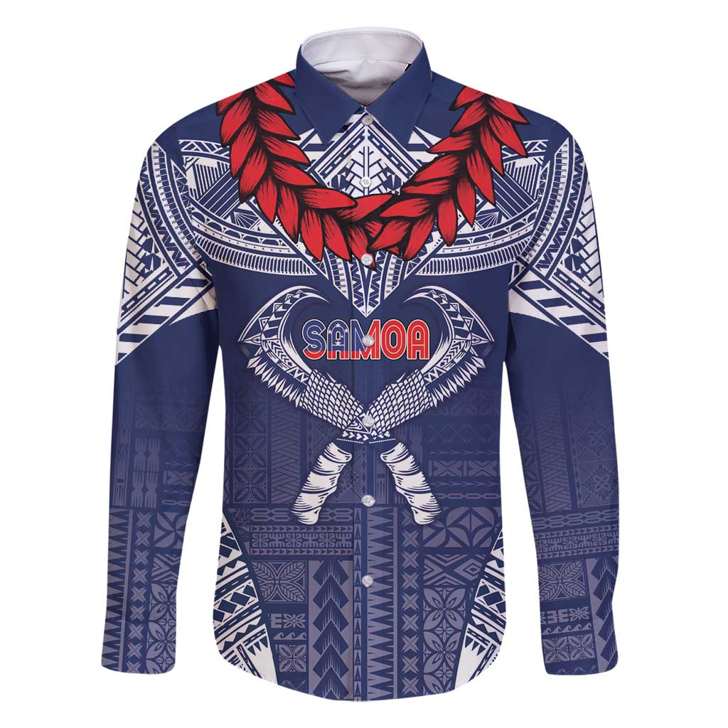 Personalized Talofa Samoa Family Matching Long Sleeve Bodycon Dress and Hawaiian Shirt Ulafala With Toa Nifo'oti - Blue