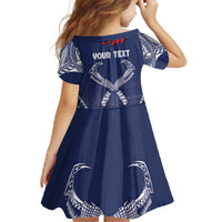 Personalized Talofa Samoa Family Matching Off The Shoulder Long Sleeve Dress and Hawaiian Shirt Ulafala With Toa Nifo'oti - Blue
