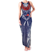 Personalized Talofa Samoa Family Matching Tank Maxi Dress and Hawaiian Shirt Ulafala With Toa Nifo'oti - Blue
