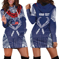 Personalized Talofa Samoa Hoodie Dress Ulafala With Toa Nifo'oti - Blue