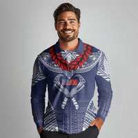 Personalized Talofa Samoa Long Sleeve Polo Shirt Ulafala With Toa Nifo'oti - Blue