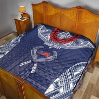 Personalized Talofa Samoa Quilt Ulafala With Toa Nifo'oti - Blue