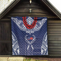 Personalized Talofa Samoa Quilt Ulafala With Toa Nifo'oti - Blue