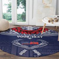 Personalized Talofa Samoa Round Carpet Ulafala With Toa Nifo'oti - Blue