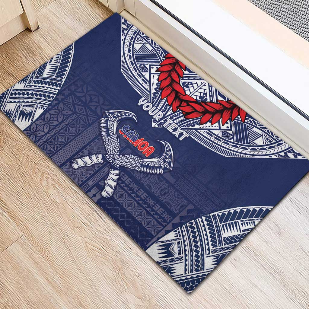 Personalized Talofa Samoa Rubber Doormat Ulafala With Toa Nifo'oti - Blue