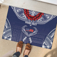 Personalized Talofa Samoa Rubber Doormat Ulafala With Toa Nifo'oti - Blue