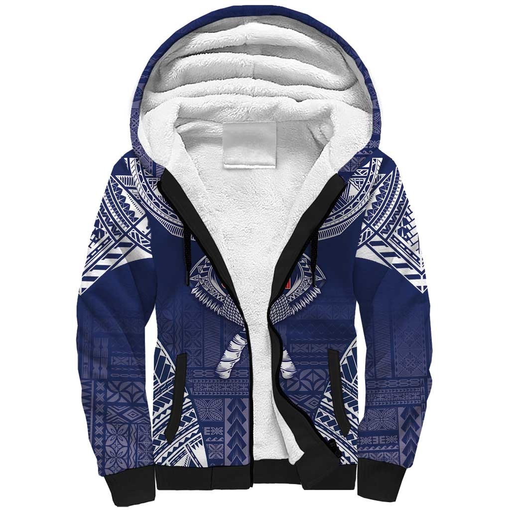 Personalized Talofa Samoa Sherpa Hoodie Ulafala With Toa Nifo'oti - Blue