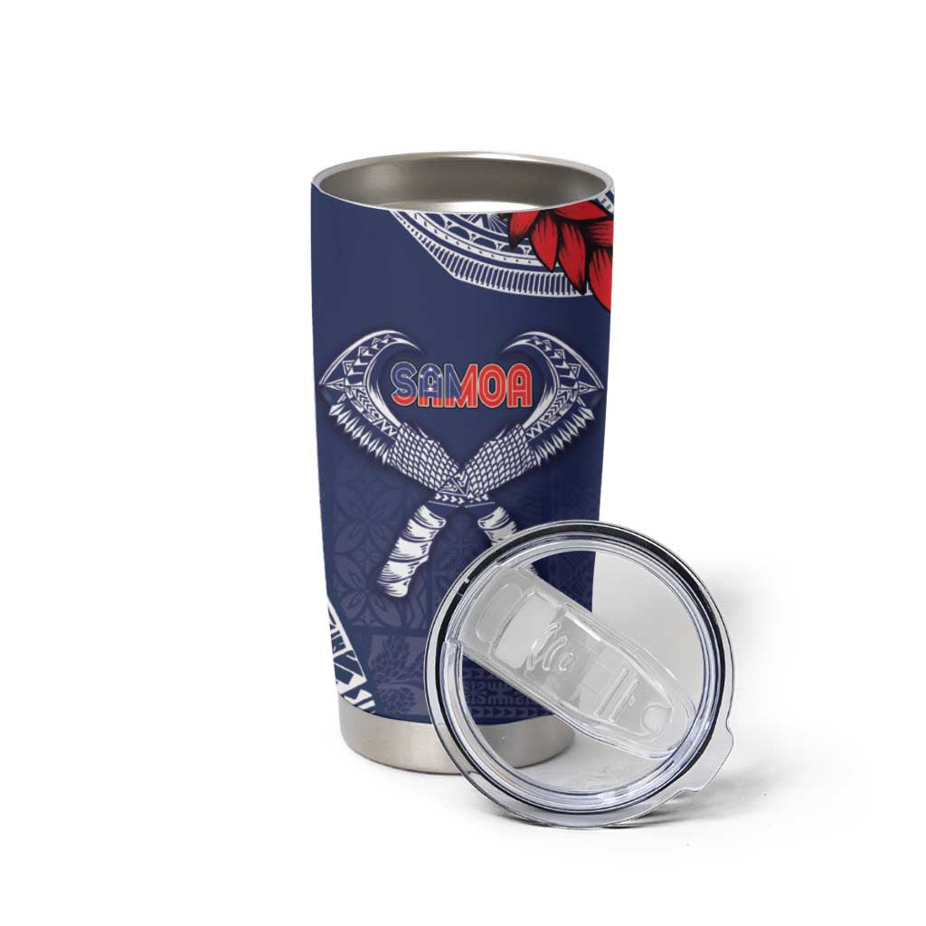 Personalized Talofa Samoa Tumbler Cup Ulafala With Toa Nifo'oti - Blue