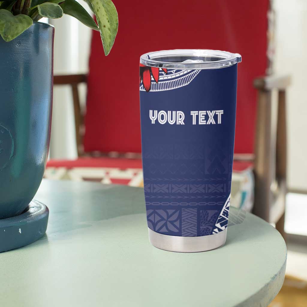 Personalized Talofa Samoa Tumbler Cup Ulafala With Toa Nifo'oti - Blue