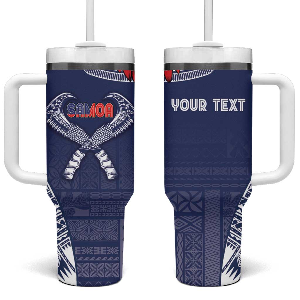 Personalized Talofa Samoa Tumbler With Handle Ulafala With Toa Nifo'oti - Blue