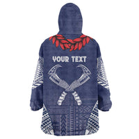 Personalized Talofa Samoa Wearable Blanket Hoodie Ulafala With Toa Nifo'oti - Blue