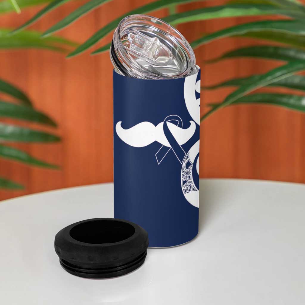 New Zealand Maori Mo Bros 4 in 1 Can Cooler Tumbler Blue Ribbon With Koru Kowhaiwhai LT7 - Polynesian Pride