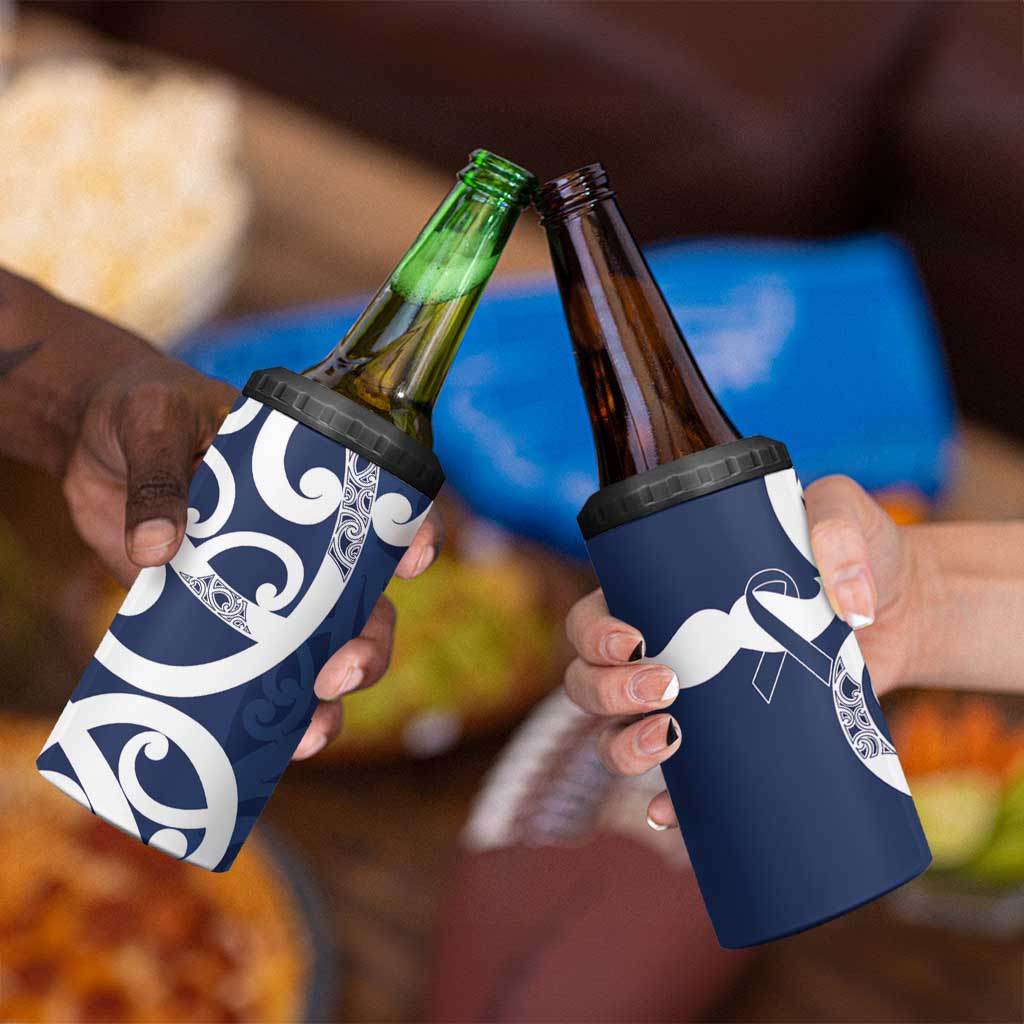 New Zealand Maori Mo Bros 4 in 1 Can Cooler Tumbler Blue Ribbon With Koru Kowhaiwhai LT7 - Polynesian Pride
