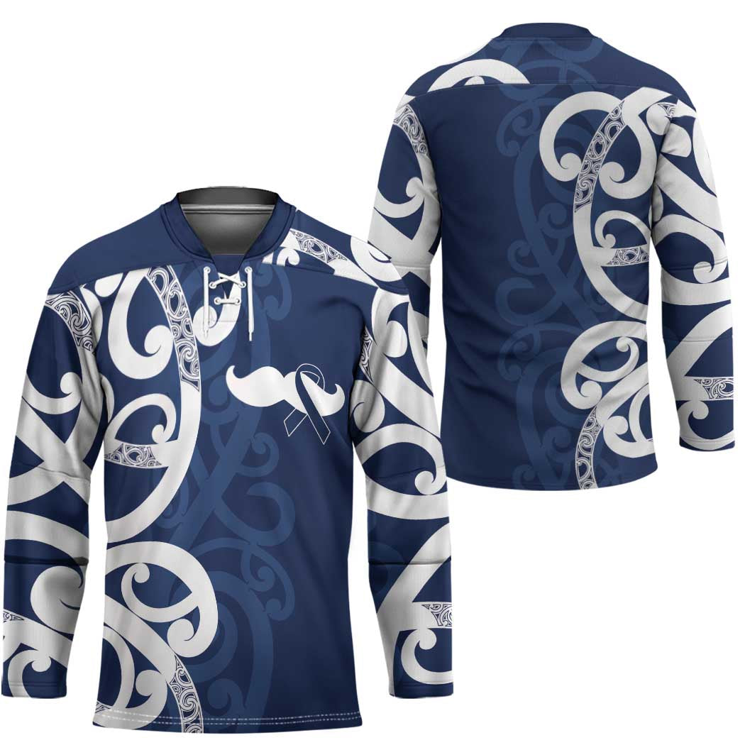 New Zealand Maori Mo Bros Hockey Jersey Blue Ribbon With Koru Kowhaiwhai - Polynesian Pride