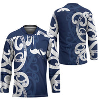 New Zealand Maori Mo Bros Hockey Jersey Blue Ribbon With Koru Kowhaiwhai - Polynesian Pride