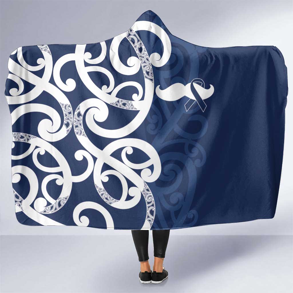 New Zealand Maori Mo Bros Hooded Blanket Blue Ribbon With Koru Kowhaiwhai - Polynesian Pride