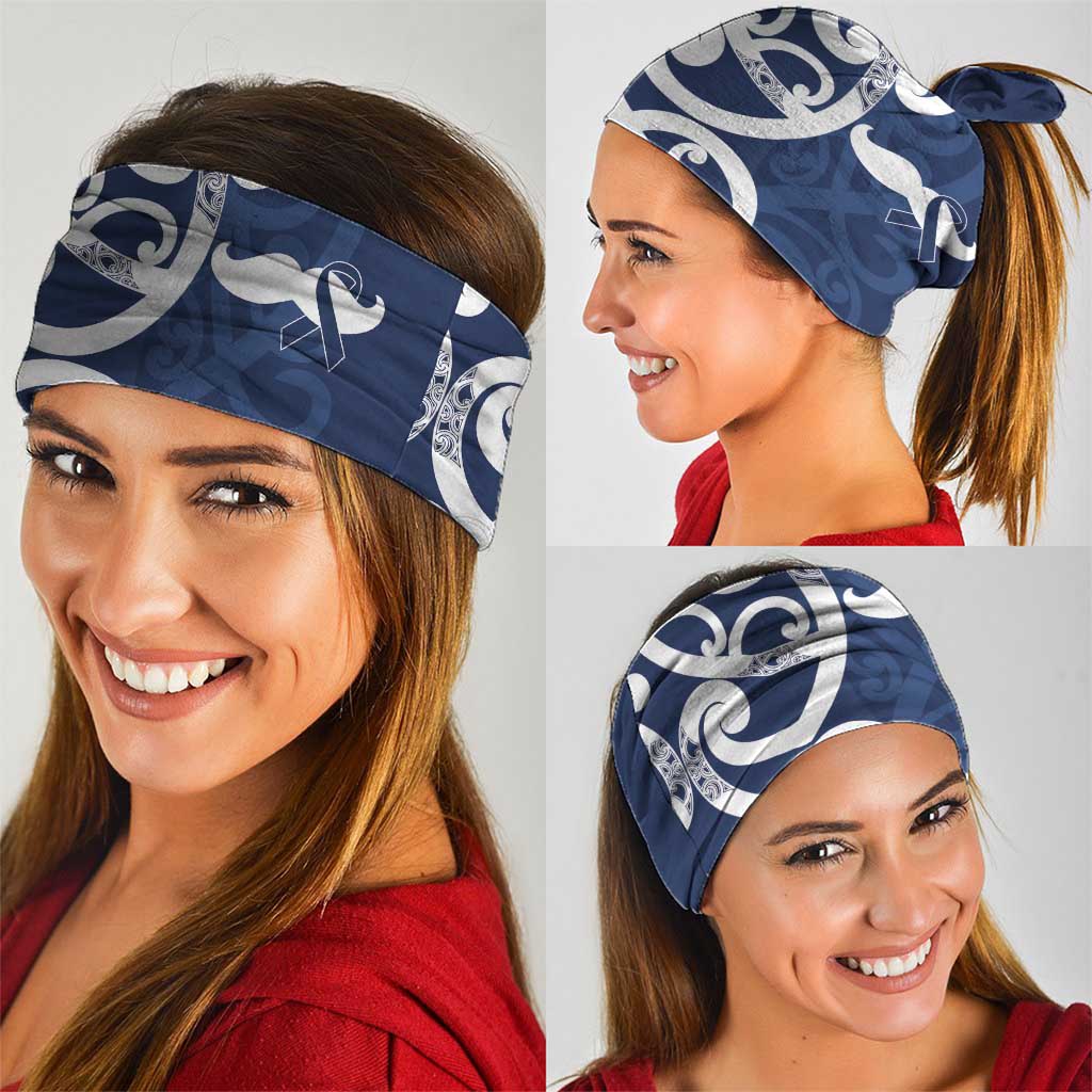 New Zealand Maori Mo Bros Neck Gaiter Blue Ribbon With Koru Kowhaiwhai - Polynesian Pride